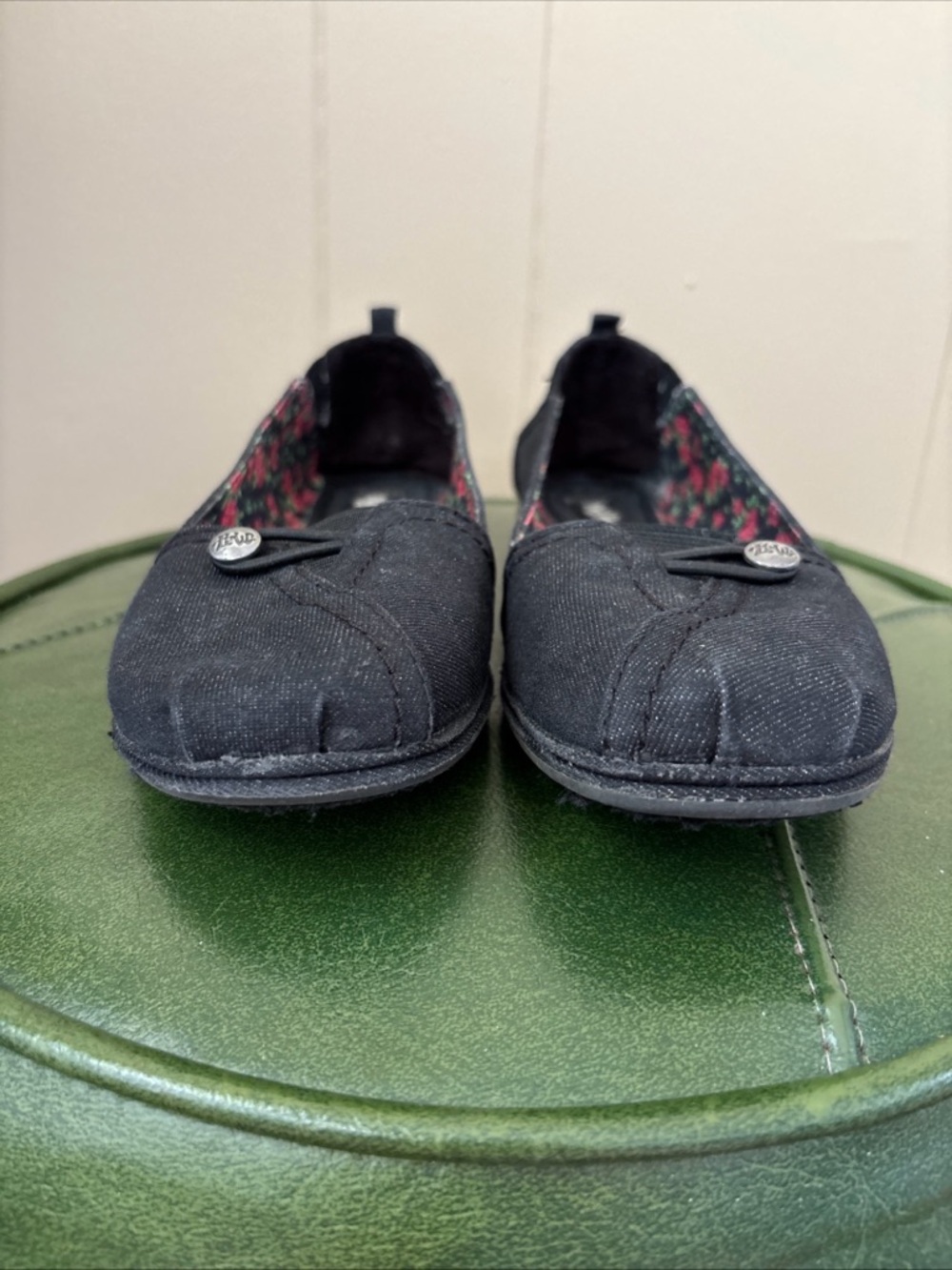 Mad Love Black Floral-Lined Slip-On Flats - Picture 3 of 10